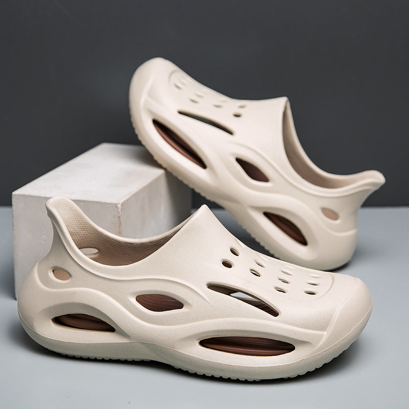 Cave shoes for men summer beach thick soled sandals for men sports and driving dual-use thick soled wear-resistant slippers