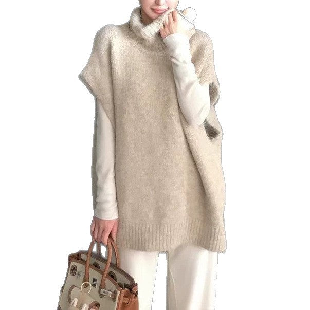Solid Color Vest Layered Loose Slim Knit Sweater Women