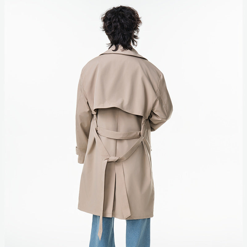 Double-Breasted Mid-Length Loose Men's Trench Coat
