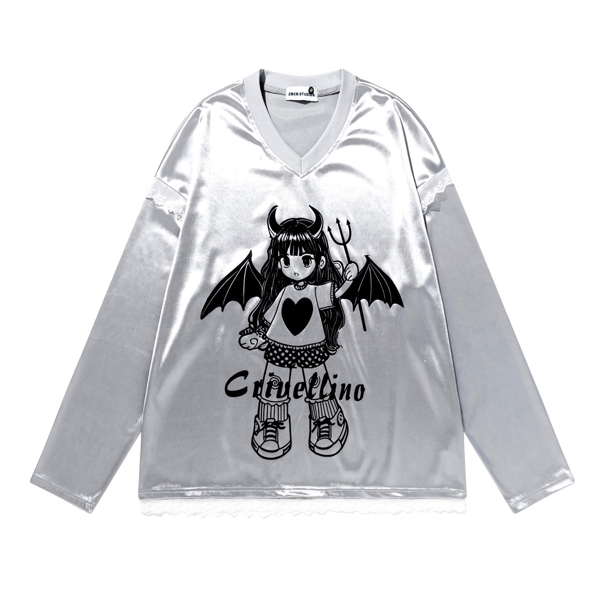 Lace patchwork design loose women's hoodie