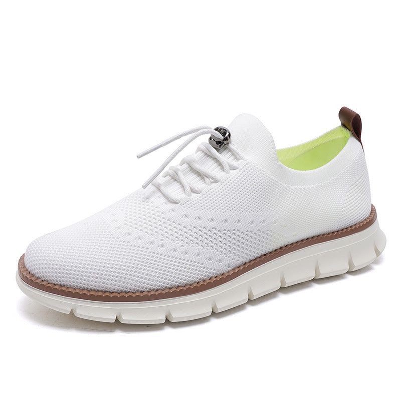 Lightweight lace up casual men's shoes breathable fly woven men's size
