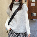 Solid Color Vest Layered Loose Slim Knit Sweater Women