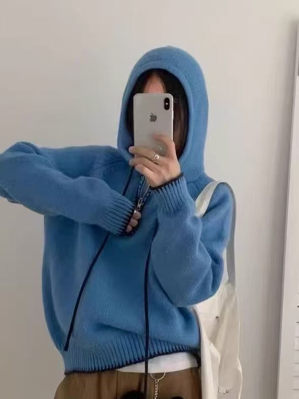 Soft Knit Hoodie Sweater for Women, Outerwear Top
