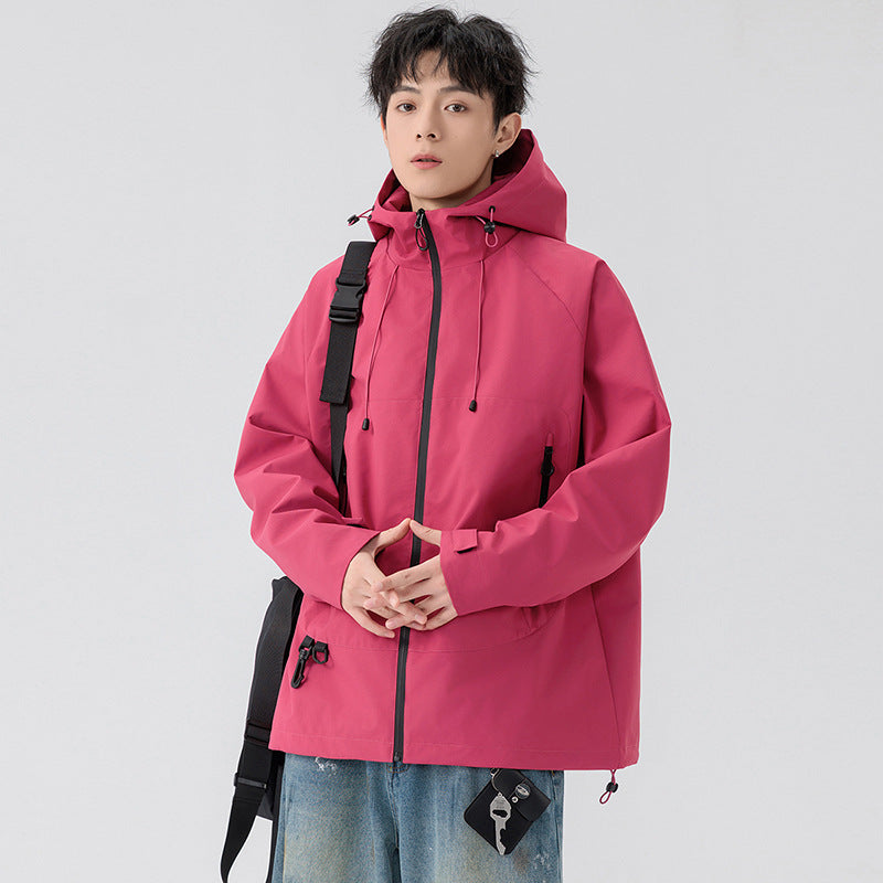 Unisex Waterproof Windbreaker Jacket for Hiking and Travel - Storm Orange