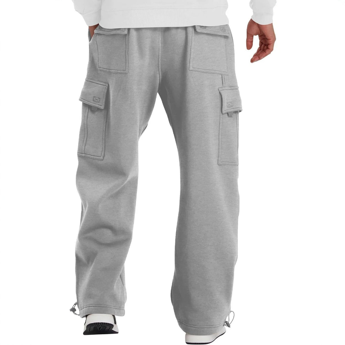 Men's Multi-pocket Casual Pants with Unique Design, Loose Fit Workwear Style Long Trousers