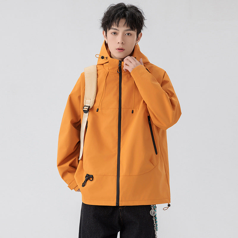 Unisex Waterproof Windbreaker Jacket for Hiking and Travel - Storm Orange