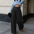 Sweet Cool Vintage Polka Dot High Waist Loose Wide Leg Gathered Casual Pants for Women