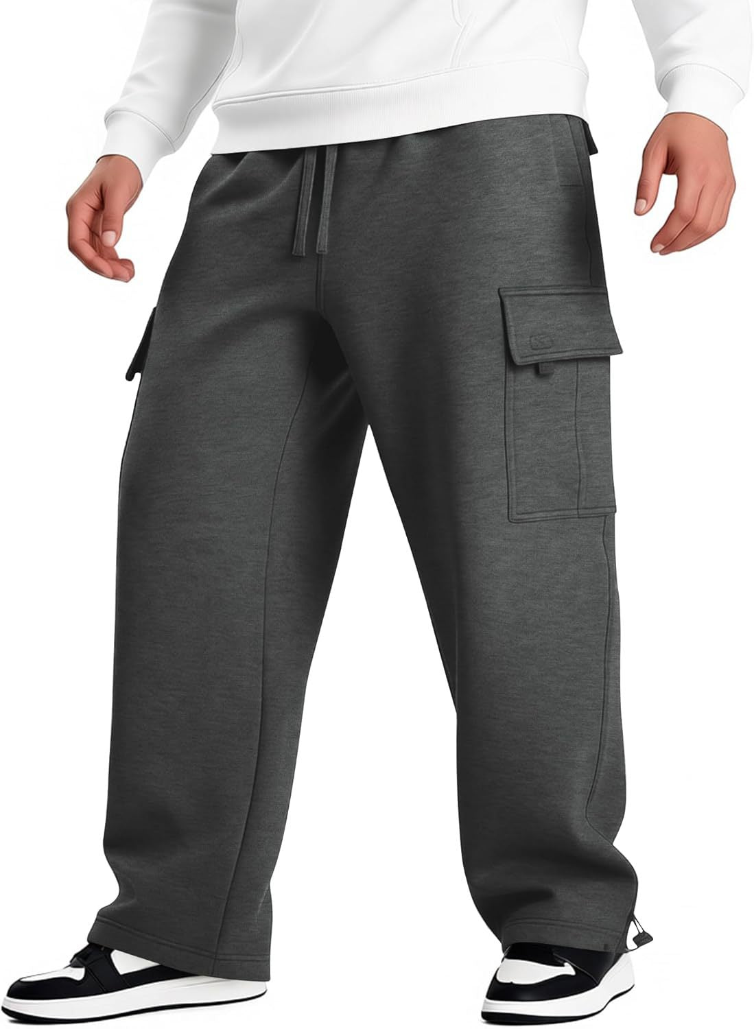 Men's Multi-pocket Casual Pants with Unique Design, Loose Fit Workwear Style Long Trousers