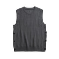 Minimalist Round Neck Knit Sweater Vest with Side Slits