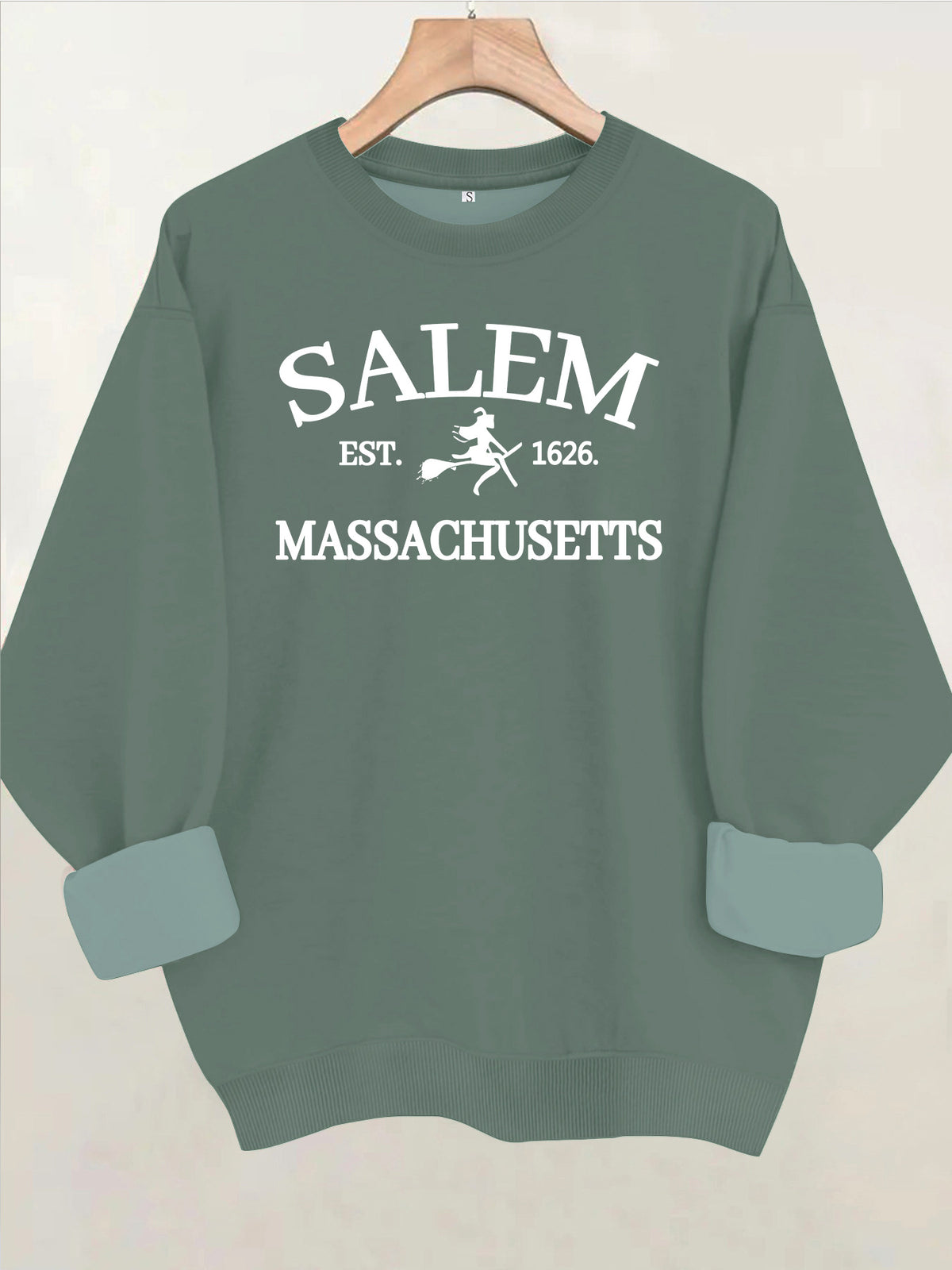 Printed round neck fleece hoodie