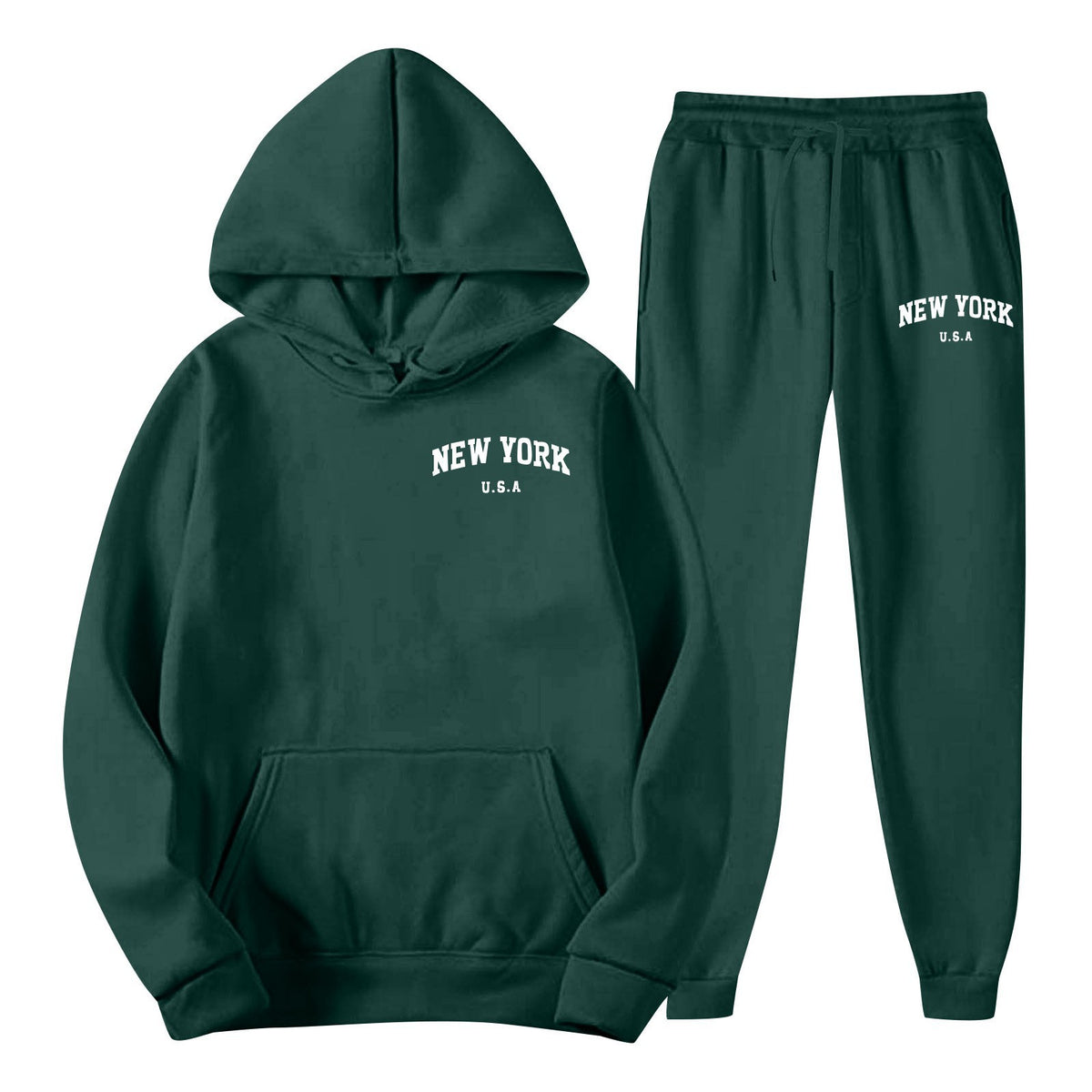 Men's Hoodie Set Solid Color Two-Piece