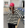 Relaxed Striped Crew Neck Sweatshirt for Women