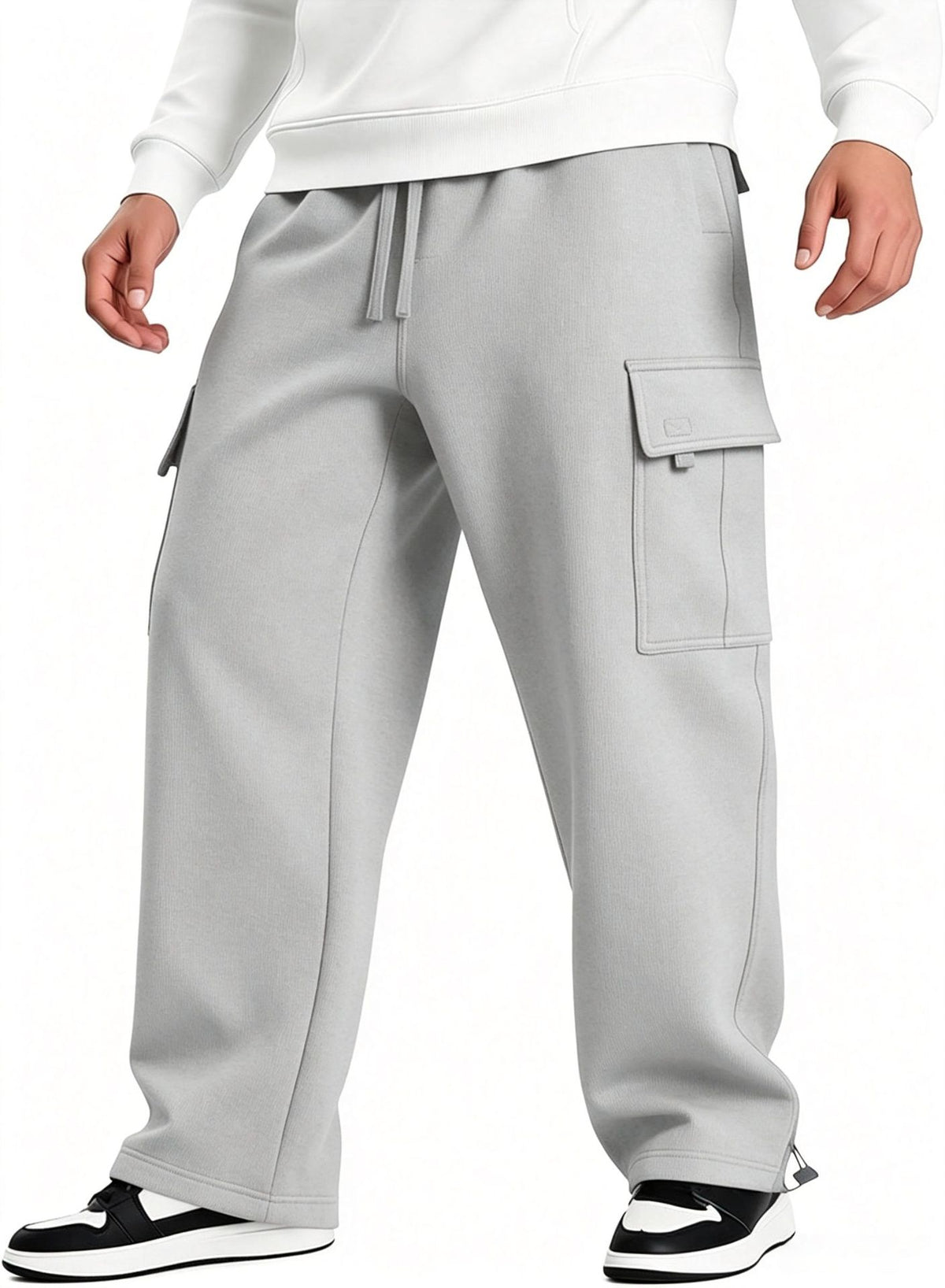 Men's Multi-pocket Casual Pants with Unique Design, Loose Fit Workwear Style Long Trousers