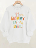 Colorful letter printed round neck fleece hoodie