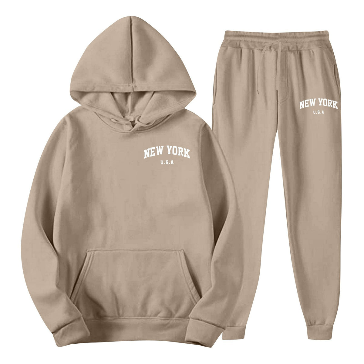 Men's Hoodie Set Solid Color Two-Piece