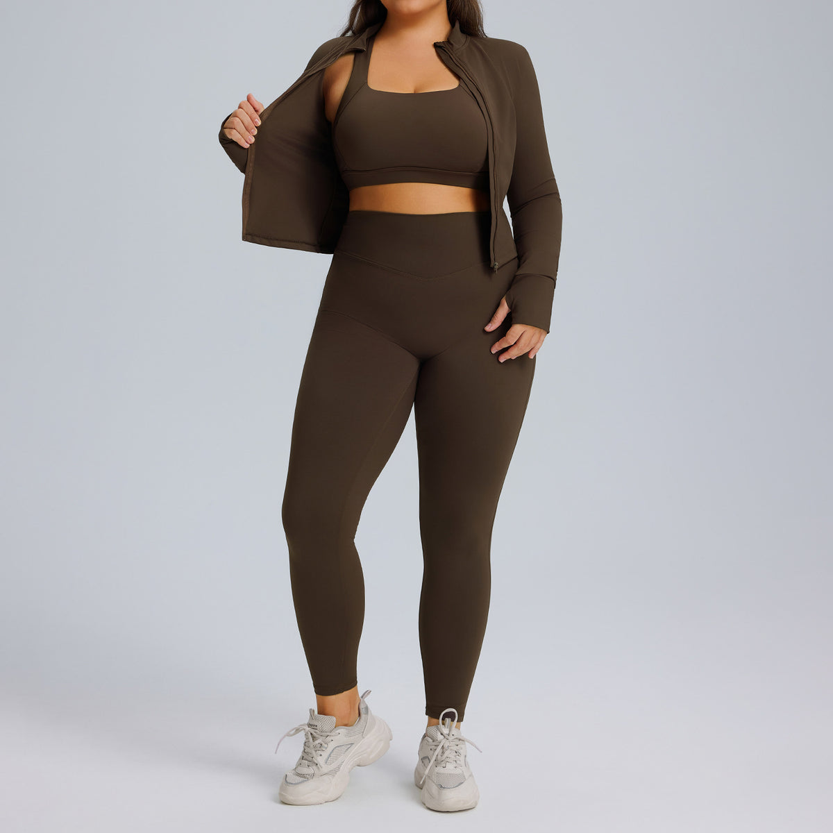 Long sleeved yoga suit set women's sportswear three piece set