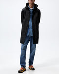 Men's Faux Leather Coated Parka Hooded Windbreaker Coat
