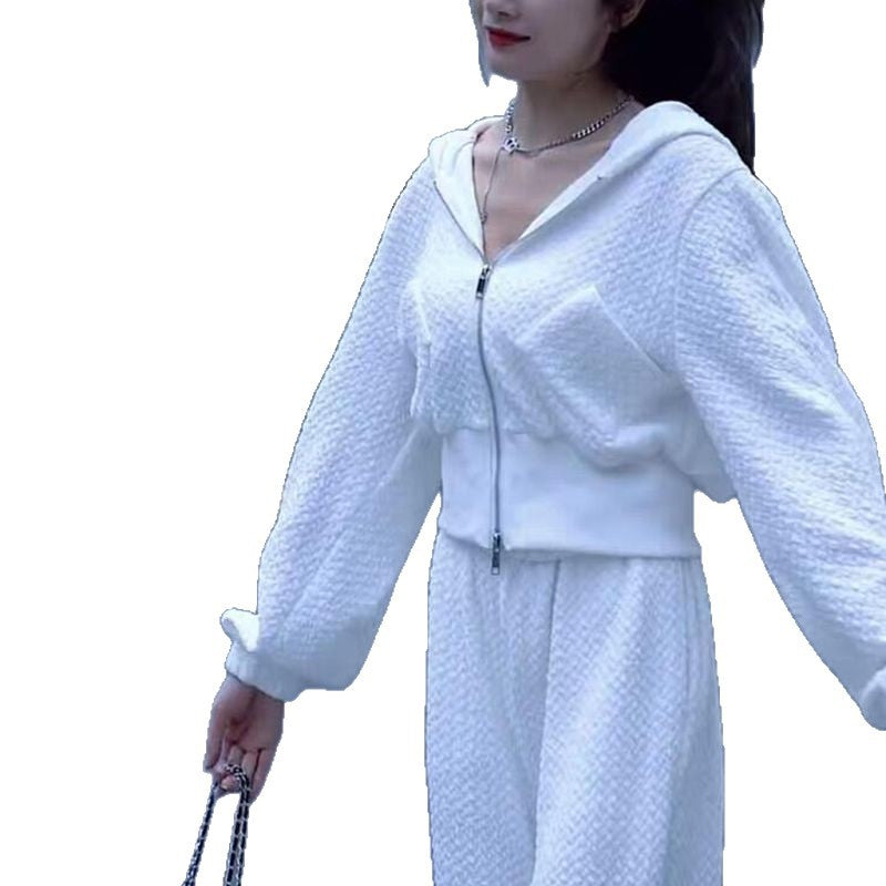 Fall New Hooded Sweatshirt and Wide-Leg Pants Two-Piece Set Loose Slimming Casual Fashion Outfit for Women