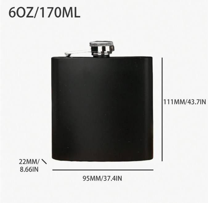 Customized, shipped within 48 hours Matte Stainless Steel Slim Flask, Portable Outdoor Pocket Liquor Bottle, Flat Alcohol Container for Camping