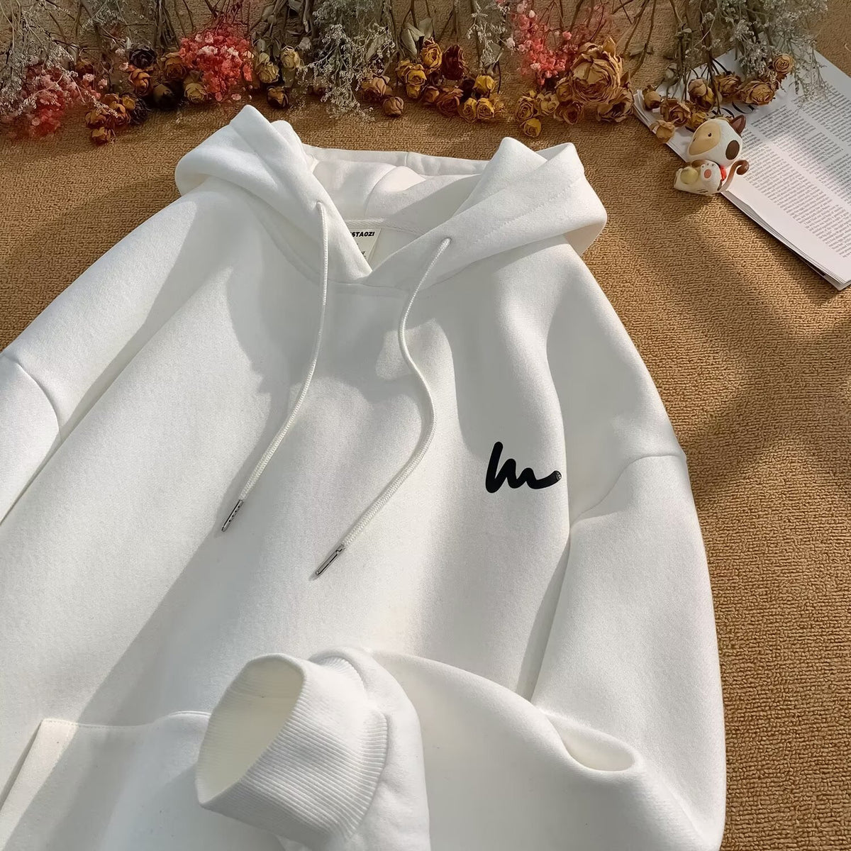 Men's Fleece Lined Hooded Sweatshirt Casual Loose Streetwear Top