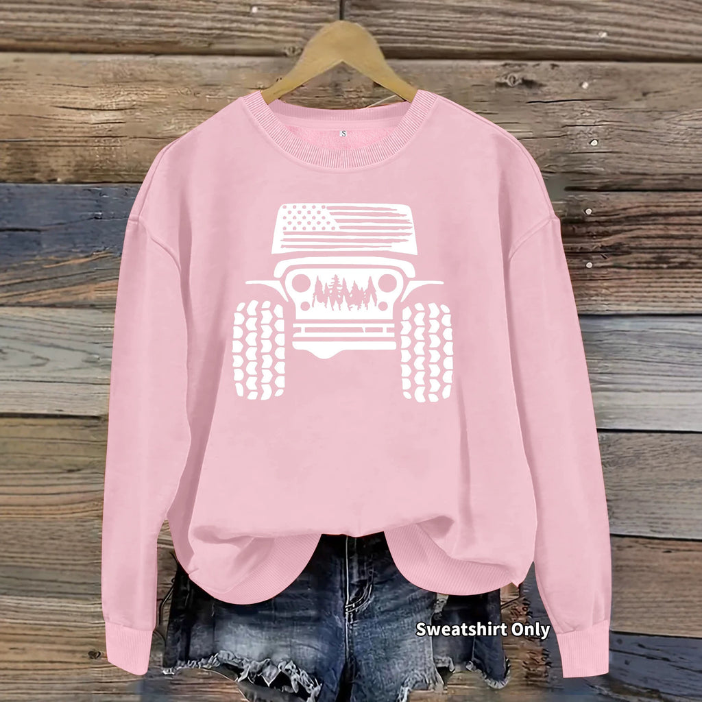 Printed loose velvet sweatshirt