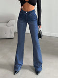 Women's Summer Stylish Slimming Flared Denim Pants, Fitted Long Trousers
