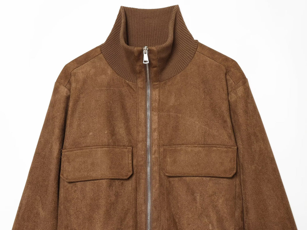 Stand up collar and large pocket jacket