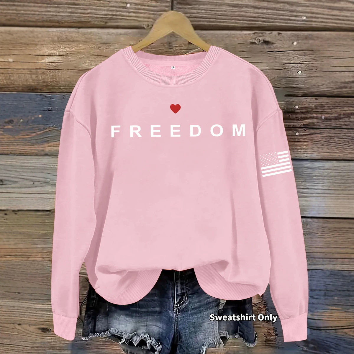 Letter printed round neck fleece hoodie