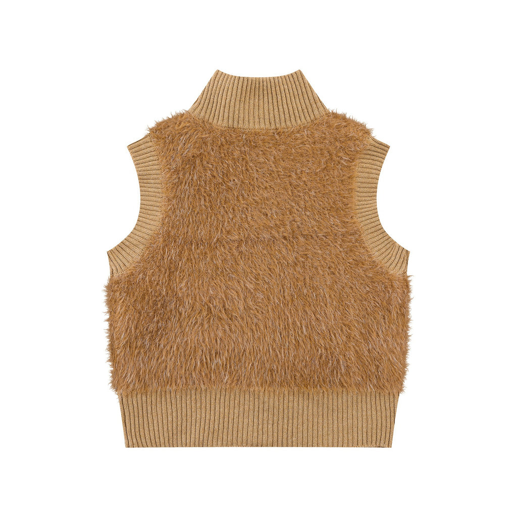 Half high neck zipper sweater