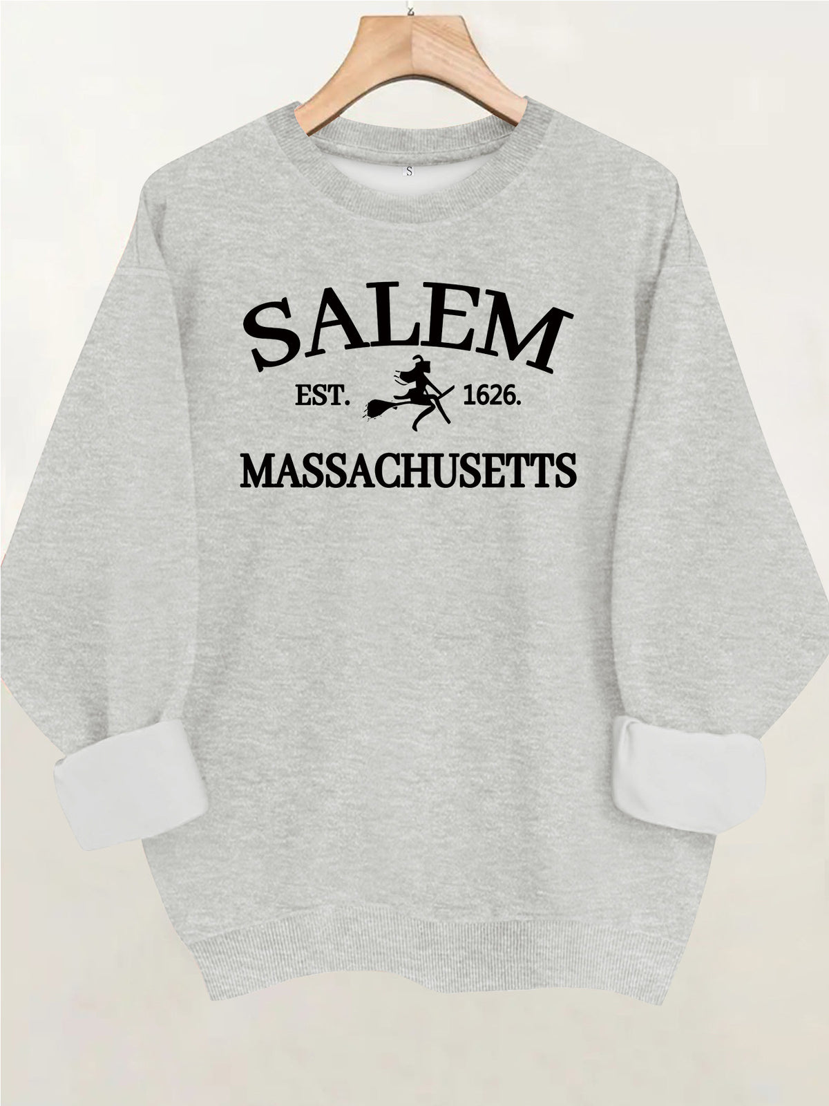 Printed round neck fleece hoodie