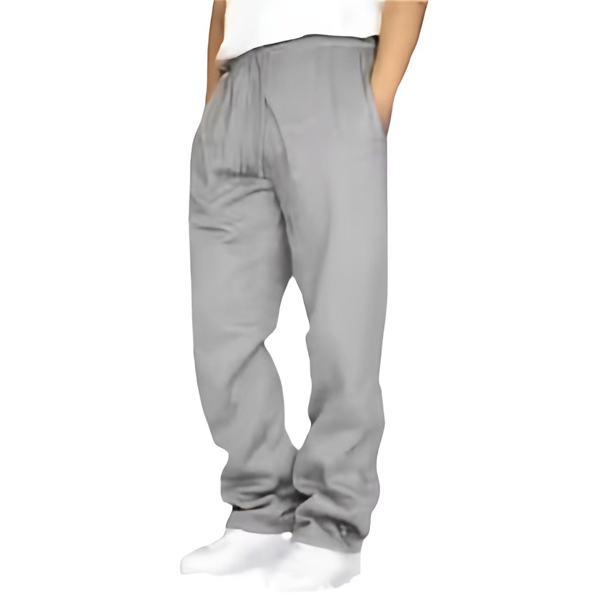 Casual Solid Color Linen Drawstring Waist Straight Leg Men's Pants
