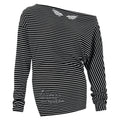 Striped off shoulder long sleeved base shirt