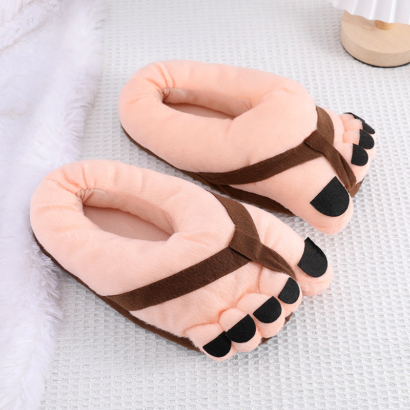 Creative Cute Funny Big Foot Cotton Slippers for Women, Autumn/Winter Couple Men's Indoor Warmth Personality Style