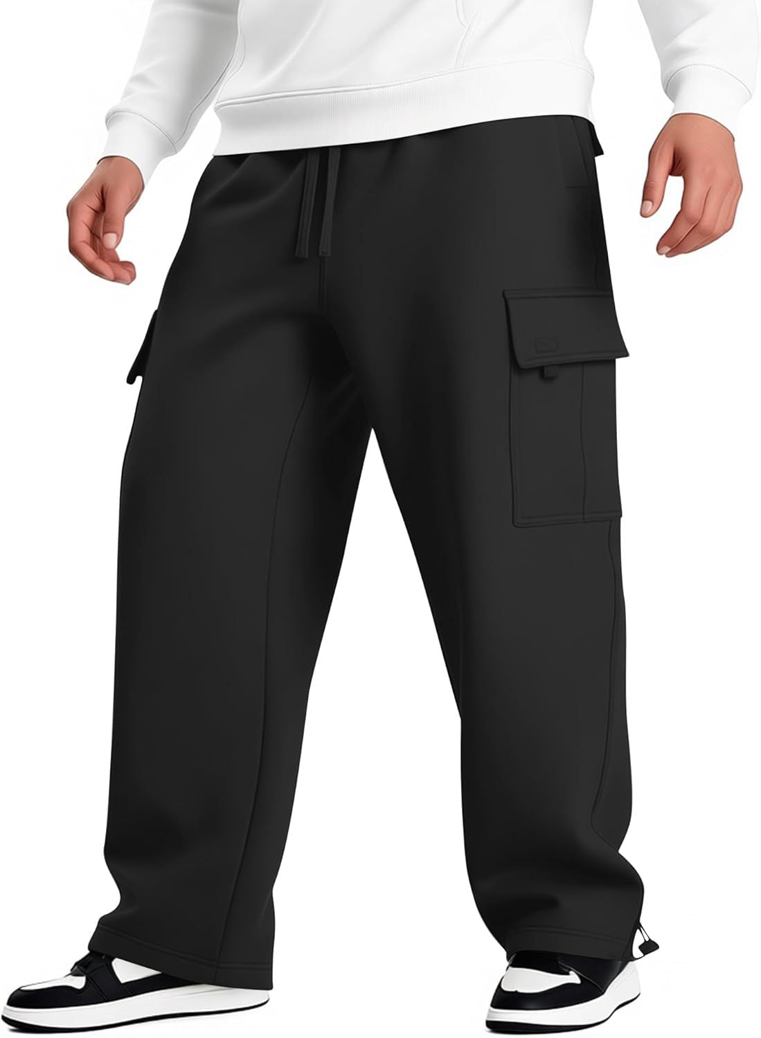 Men's Multi-pocket Casual Pants with Unique Design, Loose Fit Workwear Style Long Trousers