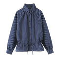 Striped stand up collar shirt