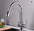 Antique brass three in one pure water direct drinking faucet, kitchen sink, pull-out faucet, hot and cold