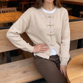 Casual Knitted Cardigan Jacket with Long Sleeves and Traditional Pipa Buttons