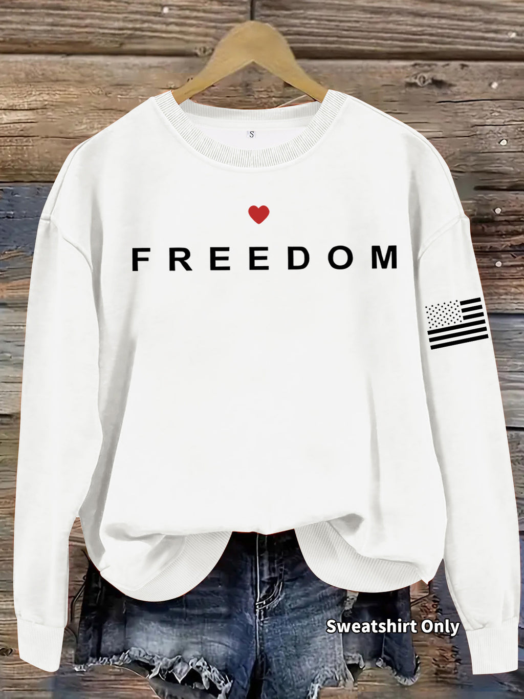 Letter printed round neck fleece hoodie