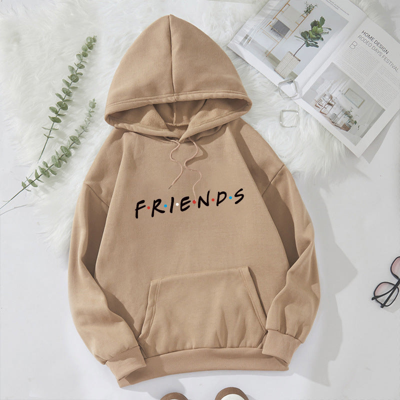 Casual Letter Print Long Sleeve Hooded Pullover Sweatshirt