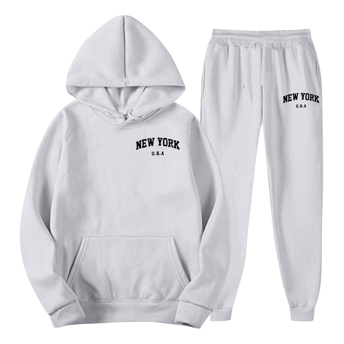 Men's Hoodie Set Solid Color Two-Piece