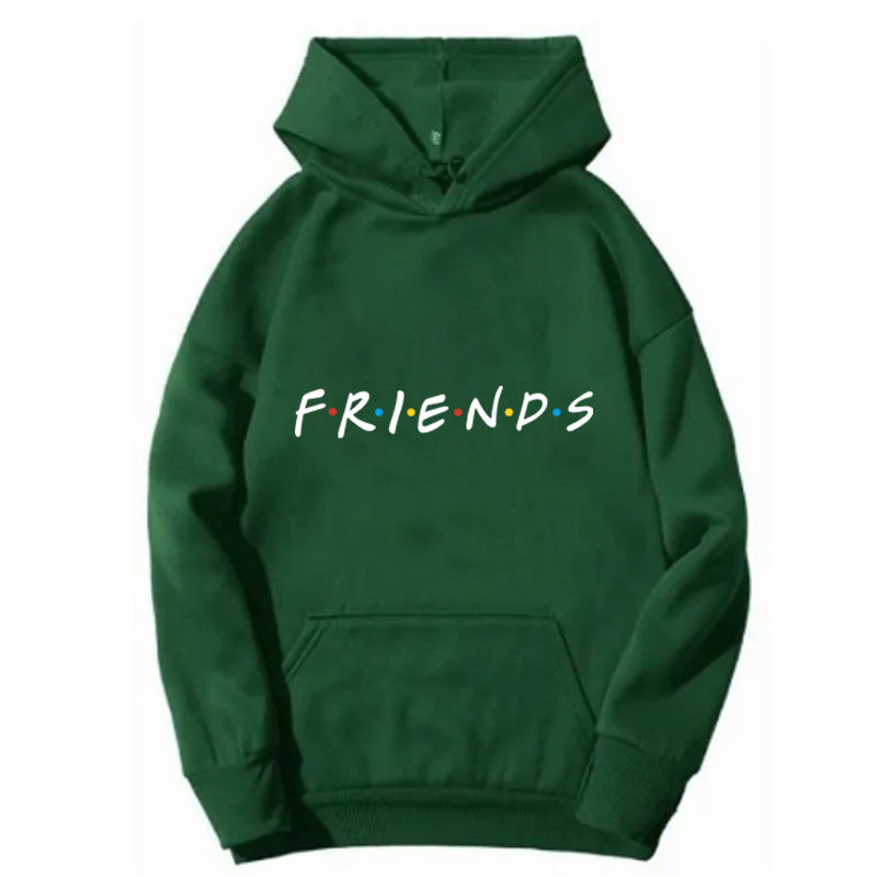 Casual Letter Print Long Sleeve Hooded Pullover Sweatshirt