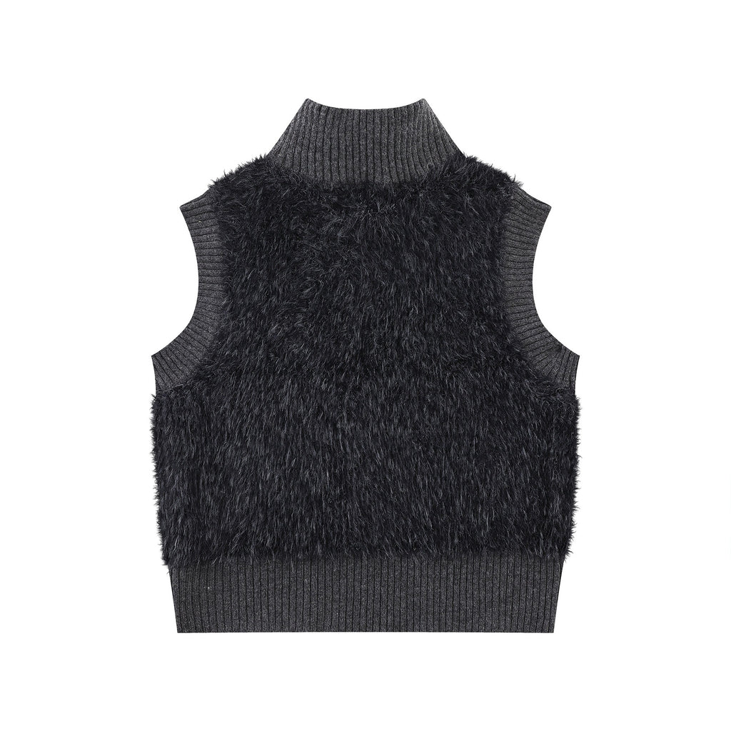 Half high neck zipper sweater