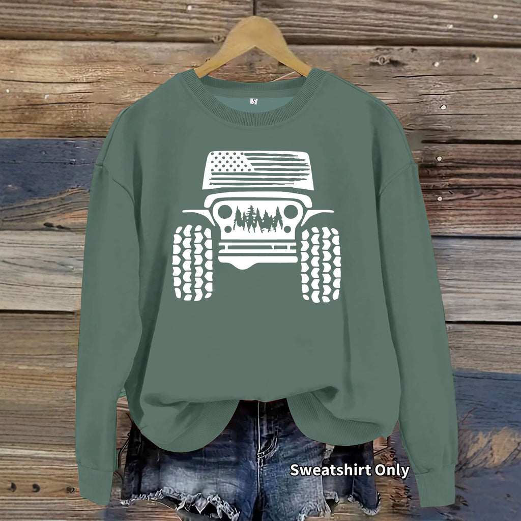 Printed loose velvet sweatshirt