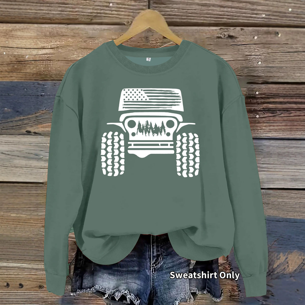 Printed loose velvet sweatshirt