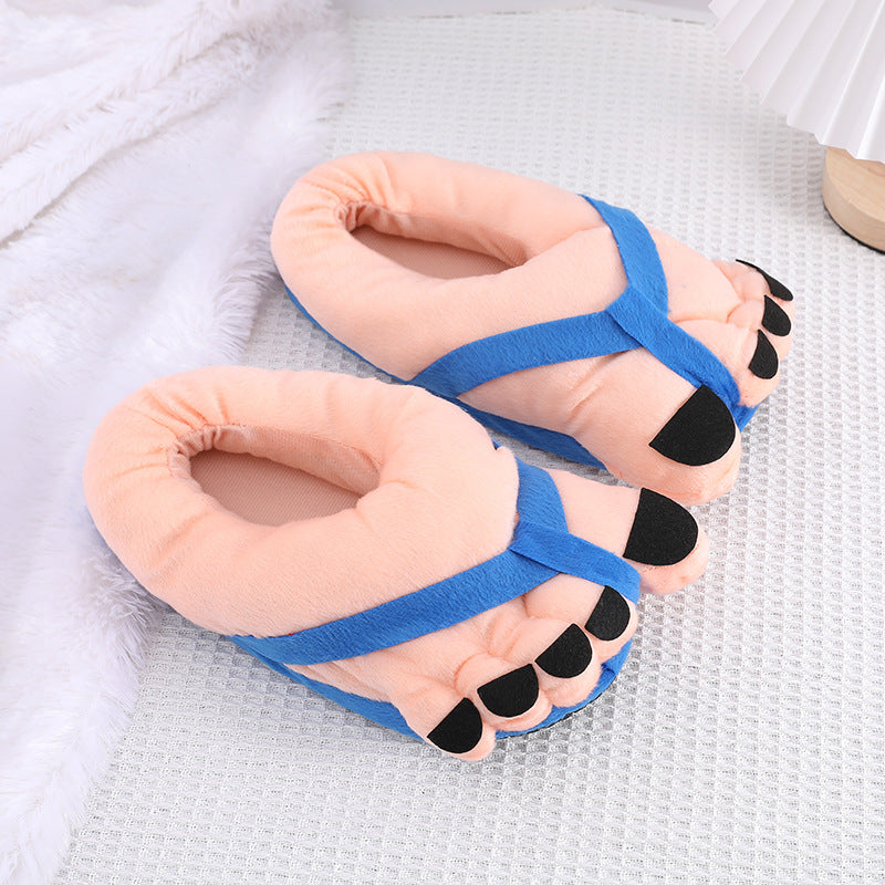 Creative Cute Funny Big Foot Cotton Slippers for Women, Autumn/Winter Couple Men's Indoor Warmth Personality Style