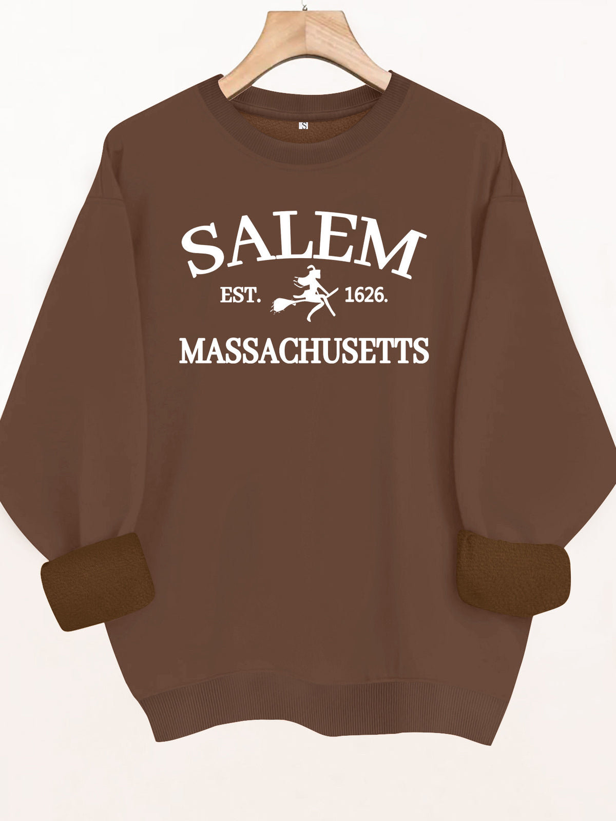 Printed round neck fleece hoodie