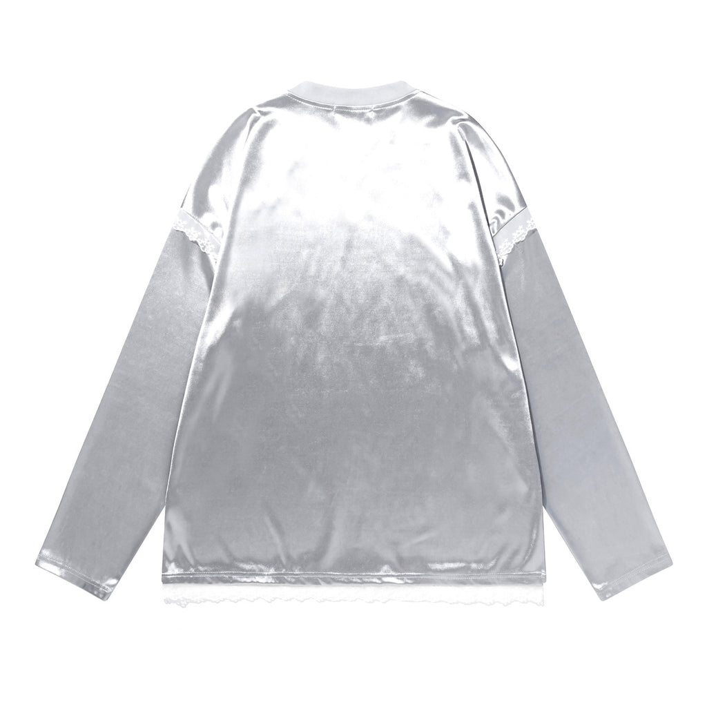 Lace patchwork design loose women's hoodie