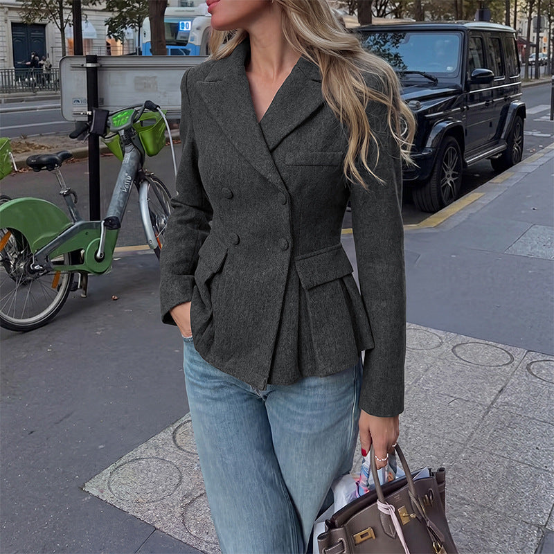 Women's Wool Blend Blazer, Loose Fit A-Line Commuter Elegant Jacket