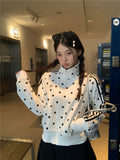 Women's Style Polka Dot Long Sleeve Zipper Sweatshirt Jacket