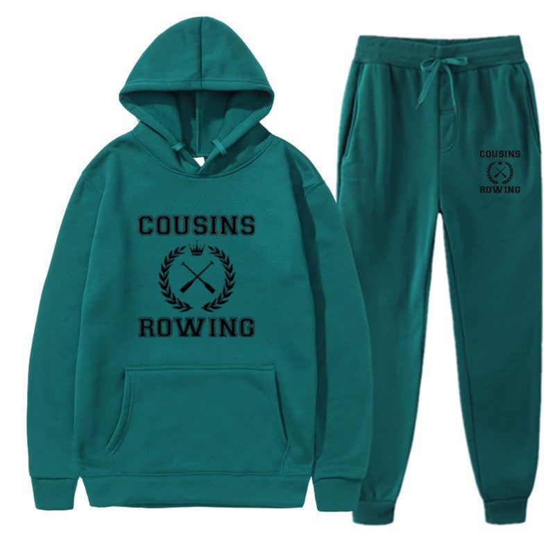 Loose Hooded Sweatshirt and Cuffed Pants Set